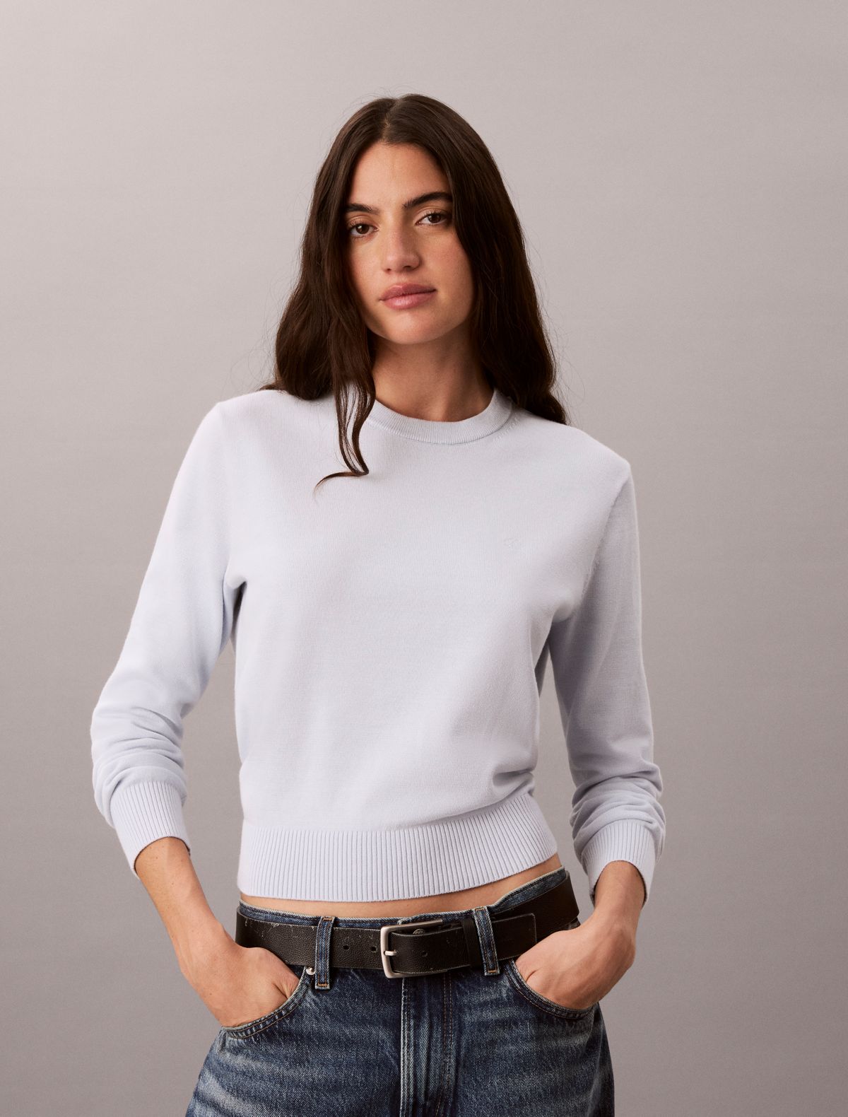 Smooth Cotton Crewneck Sweater