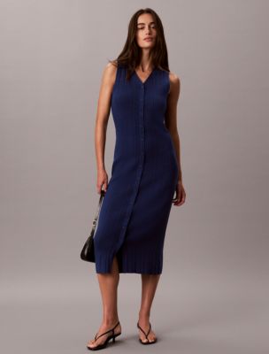Smooth Cotton Midi Dress, Estate Blue