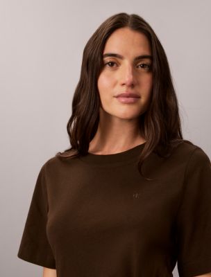 Женское платье Calvin Klein Monogram Mini T-Shirt, цвет: Тёмный кофейный — фото 3