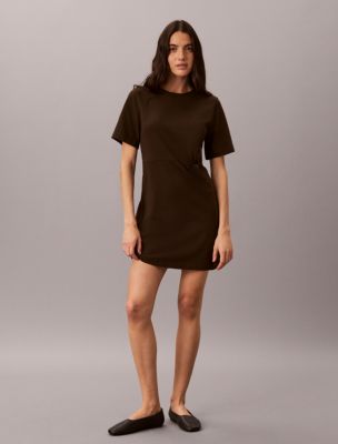 Monogram Mini T-Shirt Dress, Dark Coffee