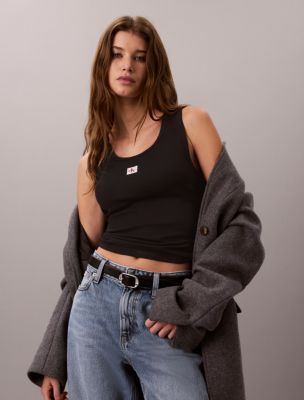 Женские топы Calvin Klein Woven Monologo Rib Tank Top — фото 5