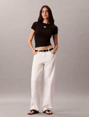 Женские футболки Calvin Klein Woven Monologo Rib Tee — фото 3