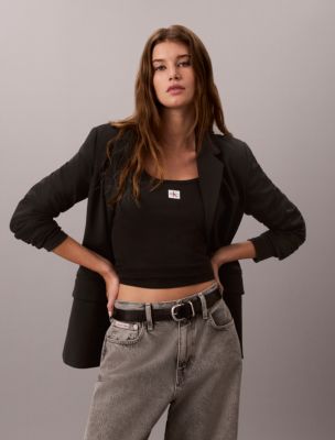 Женские футболки Calvin Klein Woven Monologo Rib Long Sleeve Tee — фото 5