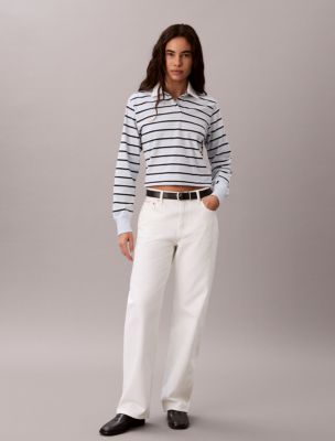 Женские рубашки Calvin Klein Striped Rugby Polo Long Sleeve Shirt — фото 2