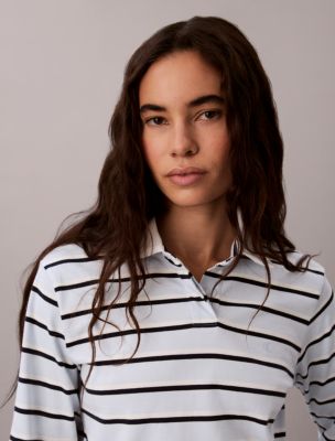 Женские рубашки Calvin Klein Striped Rugby Polo Long Sleeve Shirt — фото 3