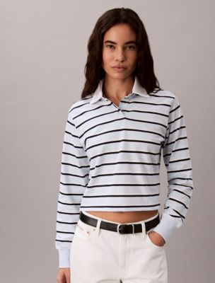 Женские рубашки Calvin Klein Striped Rugby Polo Long Sleeve Shirt — фото 4