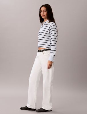 Женские рубашки Calvin Klein Striped Rugby Polo Long Sleeve Shirt — фото 5