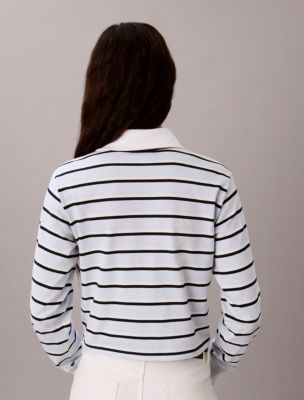 Женские рубашки Calvin Klein Striped Rugby Polo Long Sleeve Shirt — фото 6