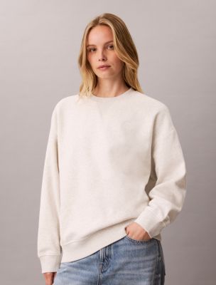 Monogram Logo Fleece Crewneck Sweatshirt, Light Grey Heather