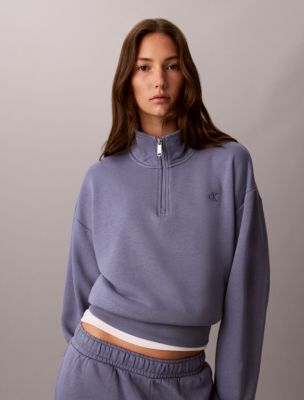 Monogram Logo Fleece Funnel Neck Sweatshirt, Stone Hard Blue