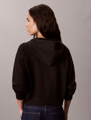 Женское худи Calvin Klein Monogram Logo Fleece Zip, цвет: Чёрный — фото 4