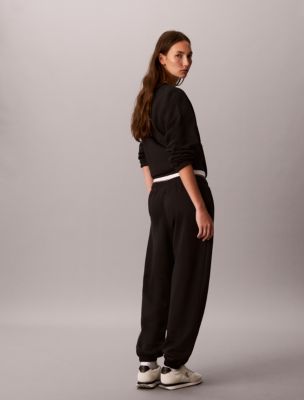 Женские брюки Calvin Klein Monogram Fleece, цвет: Чёрный — фото 5