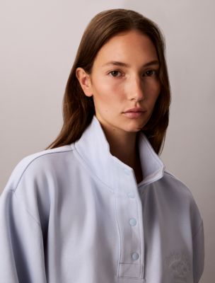 Женский свитшот Calvin Klein Stitch Arch Logo Fleece, цвет: Синий — фото 2