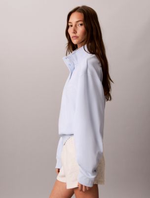Женский свитшот Calvin Klein Stitch Arch Logo Fleece, цвет: Синий — фото 4