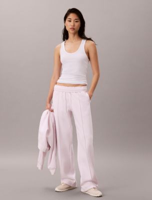 Logo Tape Fleece Sweatpants, Crystal Blush