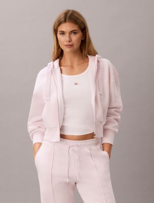 Logo Tape Fleece Hoodie, Crystal Blush