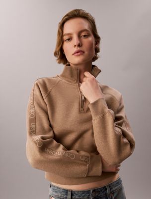 Logo Tape Fleece 1/4 Zip Sweatshirt, Amphora