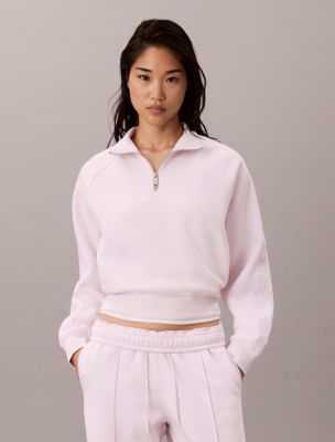 Logo Tape Fleece 1/4 Zip Sweatshirt, Crystal Blush