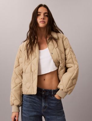 Emblem Logo Nylon Quilted Liner Jacket, Crockery