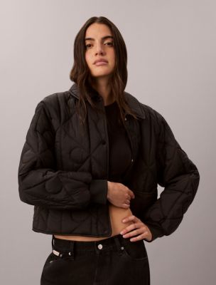 Emblem Logo Nylon Quilted Liner Jacket, Black