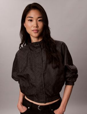 Emblem Logo Jacquard Windbreaker, Black Ck Emblem Jacquard