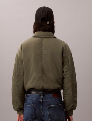 Женская куртка Calvin Klein Nylon Padded Bomber, цвет: Пыльный оливковый — фото 3