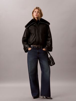 Женская куртка Calvin Klein Faux Leather Padded Bomber, цвет: Чёрный — фото 3