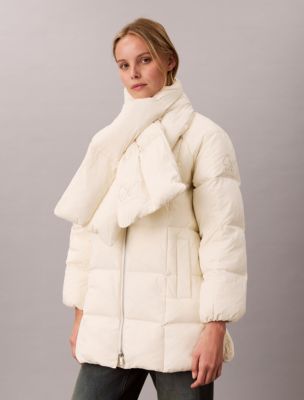 Женская куртка Calvin Klein Matte Midweight Down Puffer Coat with Scarf, цвет: Turtledove — фото 3