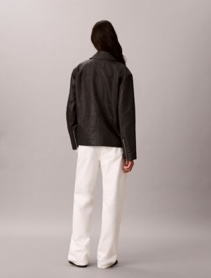 Женская куртка Calvin Klein Faux Leather Motorcycle, цвет: Чёрный — фото 4