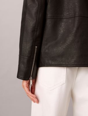 Женская куртка Calvin Klein Faux Leather Motorcycle, цвет: Чёрный — фото 5