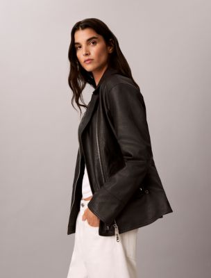 Женская куртка Calvin Klein Faux Leather Motorcycle, цвет: Чёрный — фото 6