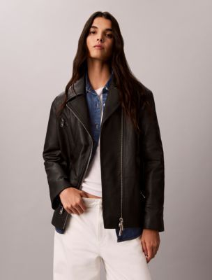 Faux Leather Motorcycle Jacket, Black