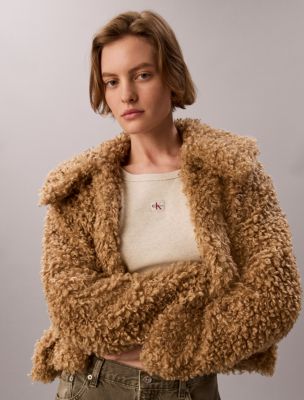 Женские куртки Calvin Klein Faux Teddy Collar Jacket — фото 5