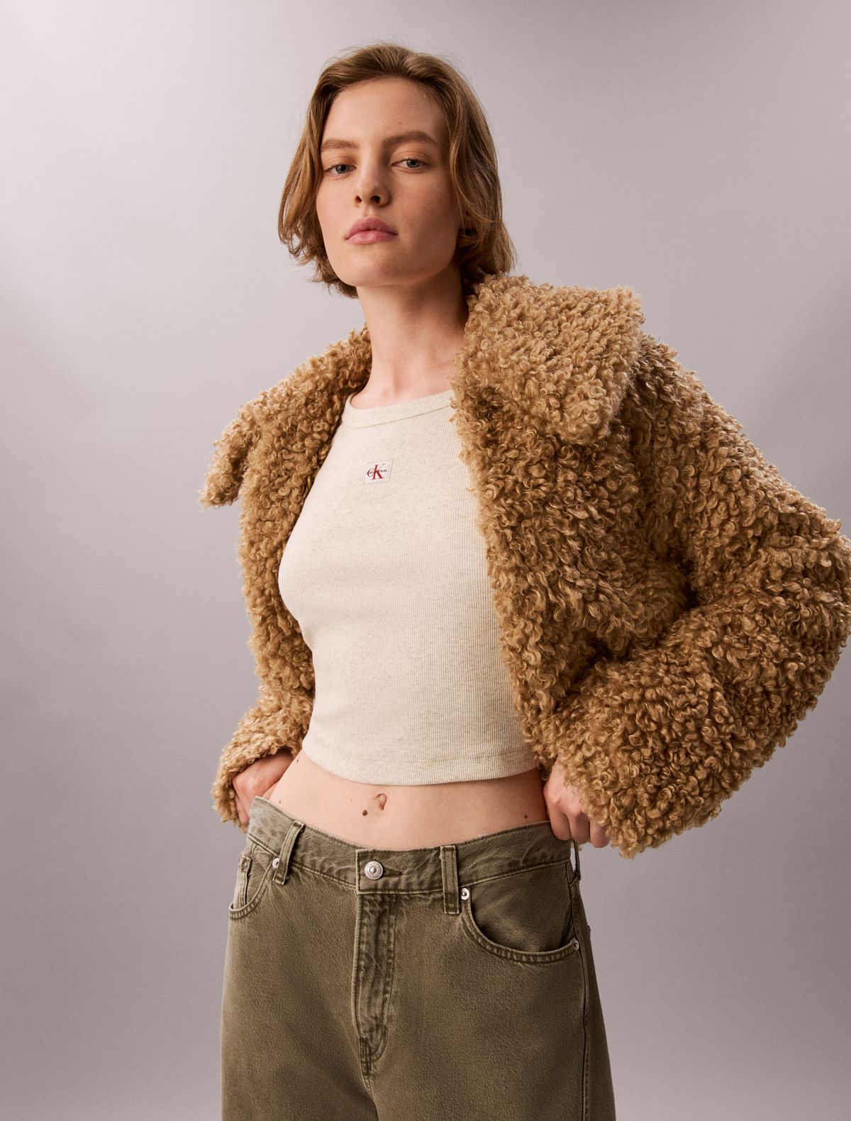 Faux Teddy Collar Jacket