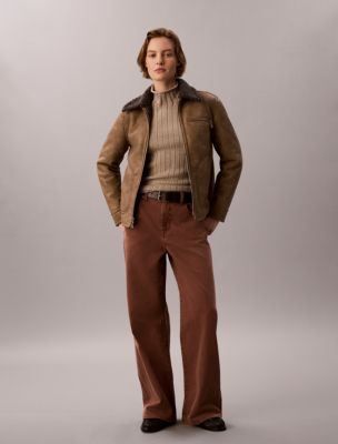 Женская куртка Calvin Klein Faux Shearling Aviator, цвет: Коричневый / Серый — фото 2