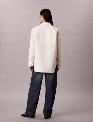 Женская куртка Calvin Klein Faux Wool Shirt Jacket, цвет: Молочный — фото 5