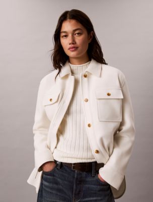 Faux Wool Shirt Jacket, Tofu
