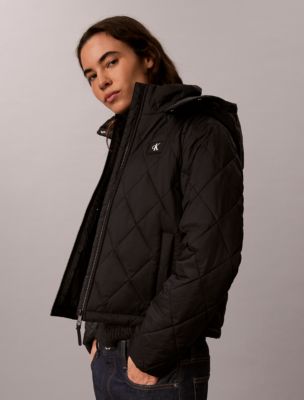 Женская куртка Calvin Klein Quilted Hooded Puffer, цвет: Чёрный — фото 2