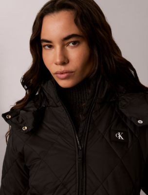 Женская куртка Calvin Klein Quilted Hooded Puffer, цвет: Чёрный — фото 3