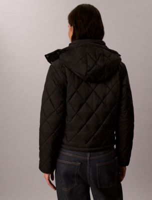 Женская куртка Calvin Klein Quilted Hooded Puffer, цвет: Чёрный — фото 4