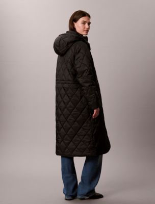 Женское пальто Calvin Klein Quilted Hooded Long Liner Coat, цвет: Чёрный — фото 4