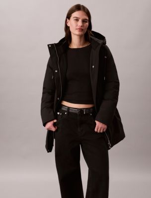 Женская куртка Calvin Klein Lightweight Mid Length Parka, цвет: Чёрный — фото 6