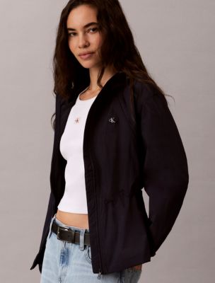 Lightweight Cinch Waist Windbreaker Jacket, Dark Sapphire