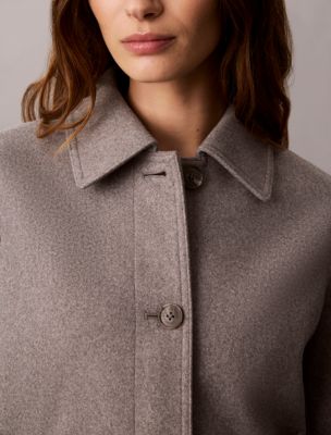 Женская куртка Calvin Klein Faux Wool Stand Collar, цвет: Серый меланжевый — фото 3