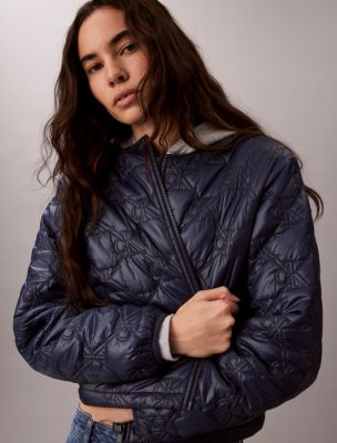 Женская куртка Calvin Klein Monogram Quilted Liner Jacket, цвет: Синий — фото 4