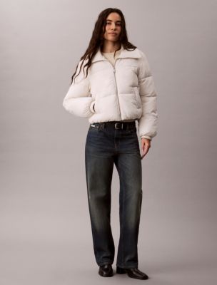 Женская пуховая куртка Calvin Klein с трикотажным воротником, цвет: Белый песочный — фото 2