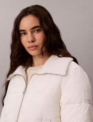 Женская пуховая куртка Calvin Klein с трикотажным воротником, цвет: Белый песочный — фото 3