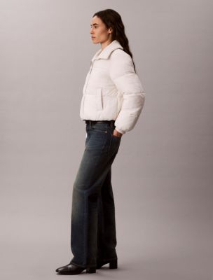 Женская пуховая куртка Calvin Klein с трикотажным воротником, цвет: Белый песочный — фото 4