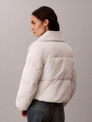Женская пуховая куртка Calvin Klein с трикотажным воротником, цвет: Белый песочный — фото 5