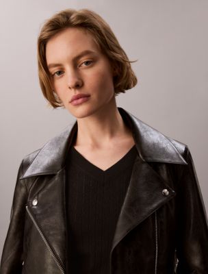Женские куртки Calvin Klein Faux Leather Biker Jacket — фото 6